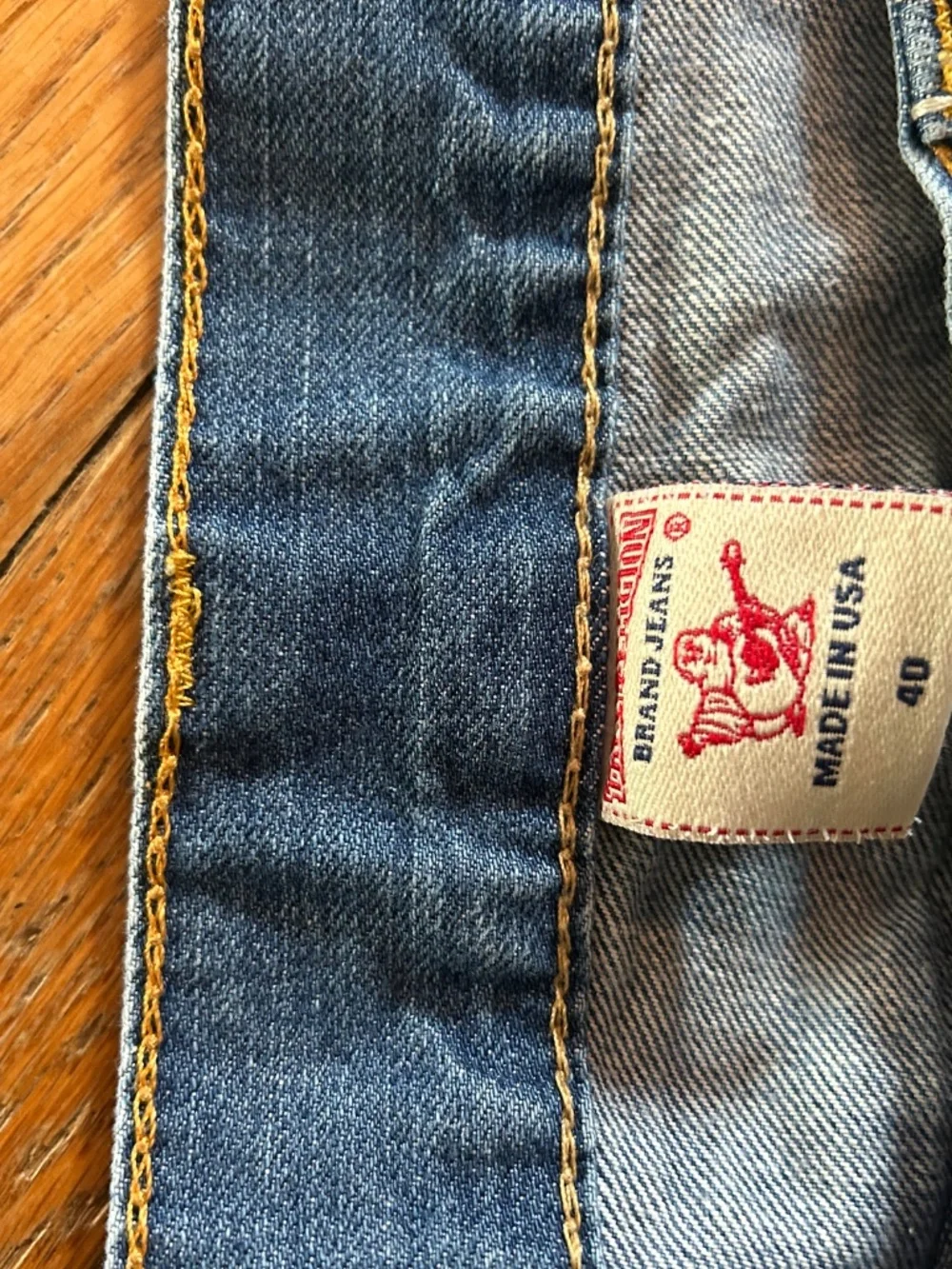 True Religion World Tour Boot Cut Jeans Size 40 Medium Wash Bleached Made in USA